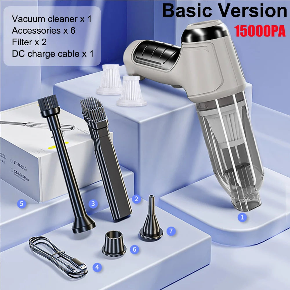 Car Vacuum Cleaner 95000PA Strong Suction Wireless Vacuum Cleaner for Car Home 2In1 Handheld Portable Vacuum Cleaner Blower