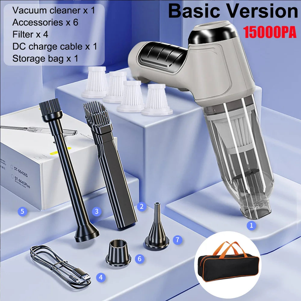 Car Vacuum Cleaner 95000PA Strong Suction Wireless Vacuum Cleaner for Car Home 2In1 Handheld Portable Vacuum Cleaner Blower