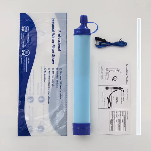 396 Gallon Outdoor Personal Water Filter Ultra-Light 0.01 Micron 4-Stage Filter System Portable Water Purifier Survival Straw
