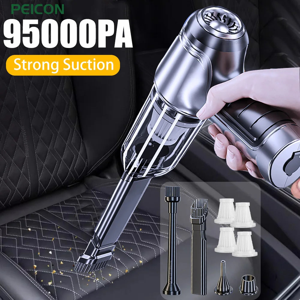 Car Vacuum Cleaner 95000PA Strong Suction Wireless Vacuum Cleaner for Car Home 2In1 Handheld Portable Vacuum Cleaner Blower
